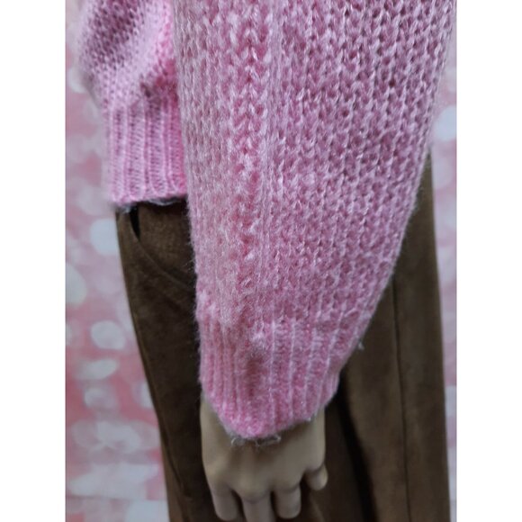 Vintage 80s Sweater Size S Bubblegum Pink Fairy Coquette Faux Pearl Buttons - Picture 9 of 12
